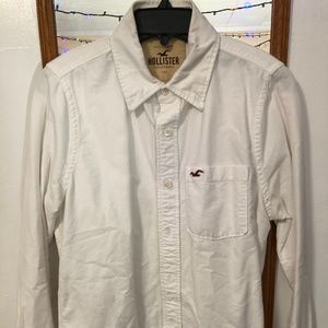 Men's solid white button down